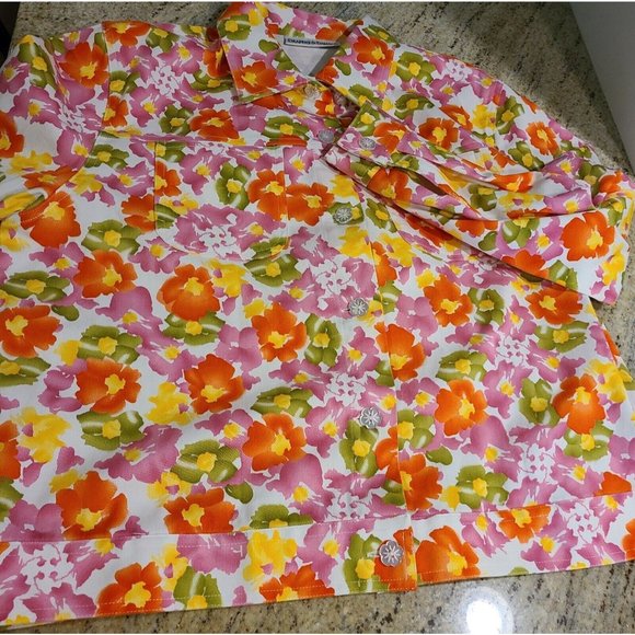 2~ Women's L Drapers & Damons Button Jackets Colorful Floral Stretch - Picture 6 of 11